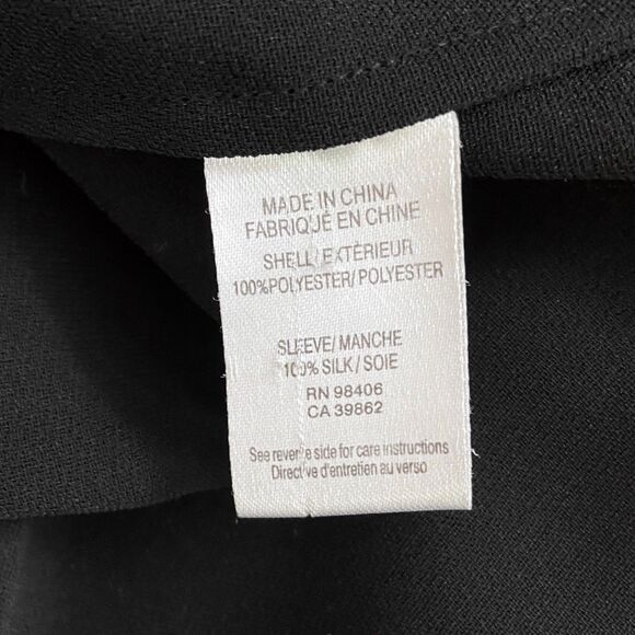 Theory Black Tunic Blouse Top Size S Crinkle Silk Semi-Sheer Long Sleeves - Picture 6 of 6